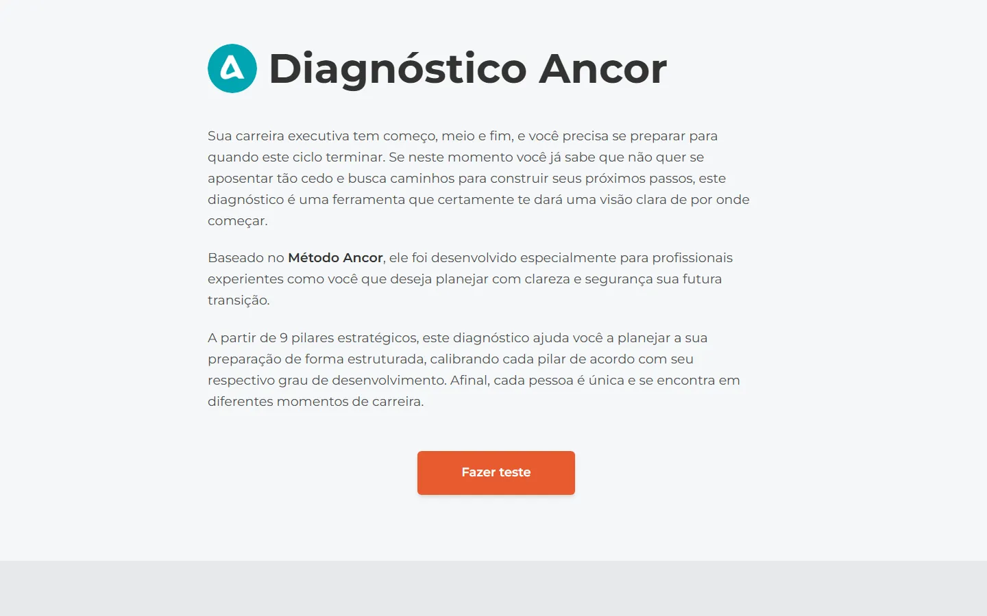 Página de entrada do Diagnóstico Ancor.