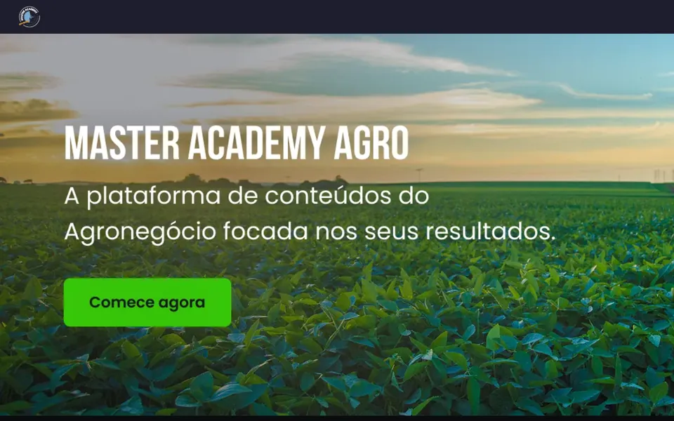Print da plataforma da Master Academy Agro, com a marca do cliente.
